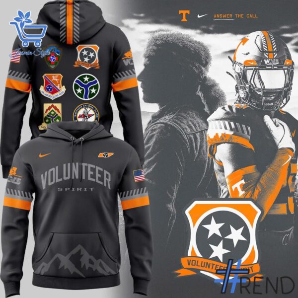 Smoke Grey Volunteer Spirit Tennessee Football Hoodie design on casual wear for everyday style