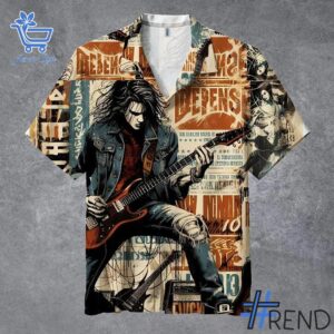's Grunge Rock Spirit Hawaiian Shirt design displayed on high-quality clothing fabric