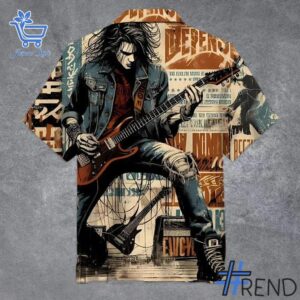 's Grunge Rock Spirit Hawaiian Shirt design displayed on high-quality clothing fabric