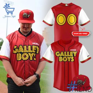 Detailed view of the 1 Akron Galley Boys 2025 Jersey print on fabric