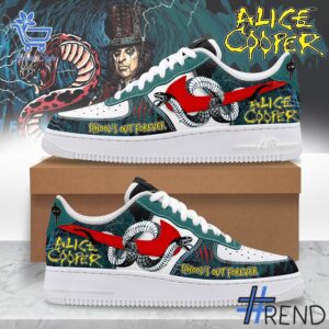 Trendy Alice Cooper Schools Out Nike Air Force featuring bold graphics and modern style