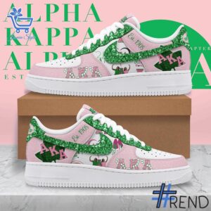 Trendy Alpha Kappa Alpha Est Nike Air Force featuring bold graphics and modern style
