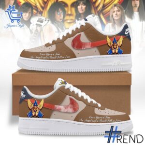 Unisex Angel Once Upon A Time A Devil And An Angel Fell In Love Nike Air Force styled with jeans for a relaxed look