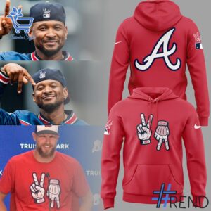 Close-up view of the Atlanta Braves A Town down Usher Hoodie print