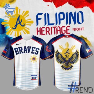 Close-up view of the Atlanta Braves Filipino Heritage Night Baseball Jersey print