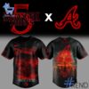Detailed fabric and stitching showing 1 Atlanta Braves Stranger Things 5 Baseball Jersey