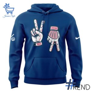 Detailed fabric and stitching showing 2 Atlanta Braves Usher Night 2025 Hoodie
