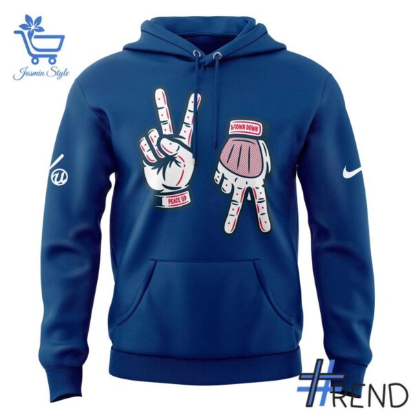 Detailed fabric and stitching showing 2 Atlanta Braves Usher Night 2025 Hoodie