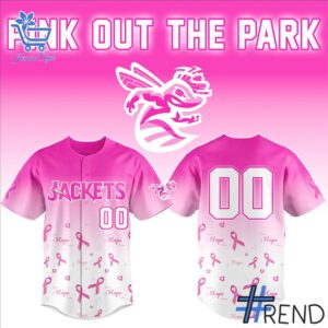 Custom look featuring the signature Augusta GreenJackets Pink out the Park Jersey design