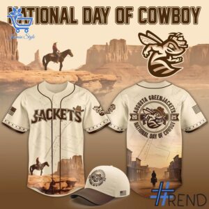 Custom look featuring the signature Augusta GreenJackets National Day Of The Cowboy Baseball Jersey design