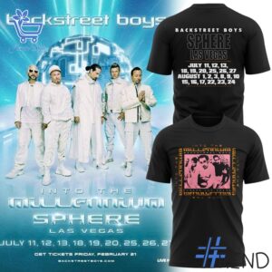 Street-style look featuring the unique Backstreet Boys Tour Las Vegas Residency Into The Millennium ITIN Shirt artwork