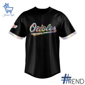 Side view of Baltimore Orioles Pride Night Jersey showcasing iconic low-top silhouette.