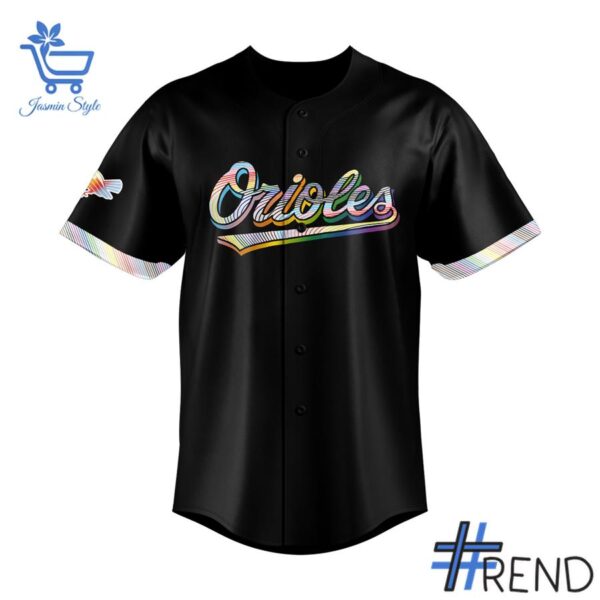 Side view of Baltimore Orioles Pride Night Jersey showcasing iconic low-top silhouette.