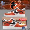 Detailed fabric and stitching showing 1 Baltimore Orioles custom Air Force Shoes