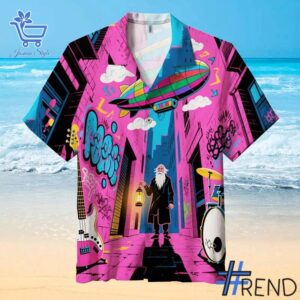 Band Graffiti Drawing Hawaiian Shirt design displayed on high-quality clothing fabric