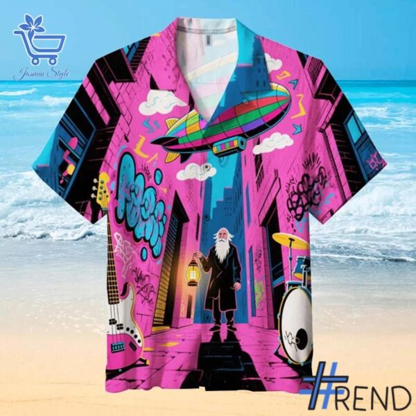 Band Graffiti Drawing Hawaiian Shirt design displayed on high-quality clothing fabric