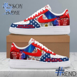 Trendy Benson Boone American Heart World Tour Air Force Shoes featuring bold graphics and modern style