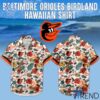 Street-style look featuring the unique Birdland Baltimore Orioles Youth Hawaiian Shirt artwork