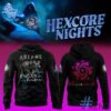 Detailed view of the 1 Black Rose Arcane Hexcore Nights Hoodie print on fabric