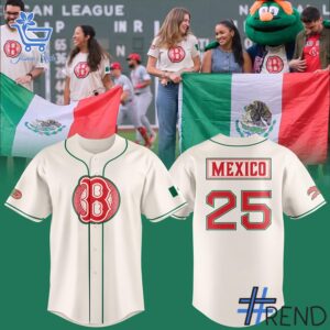 Detailed Boston Red Sox Mexican Celebration Night Jersey graphic on quality fabric