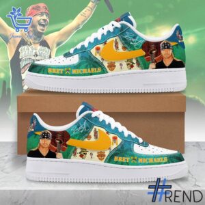 Trendy Bret Michaels Nike Air Force featuring bold graphics and modern style