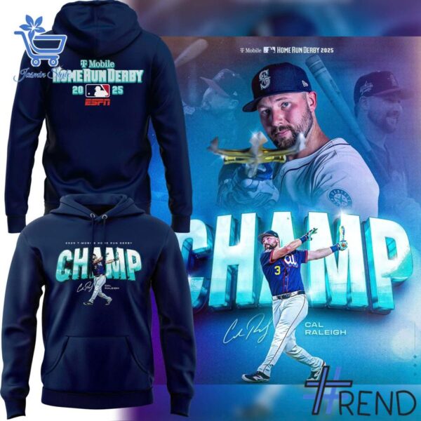 Close-up of the 2 Cal Raleigh Home Run Derby Champ Seattle Mariners Shirt showing detailed design and vibrant colors.