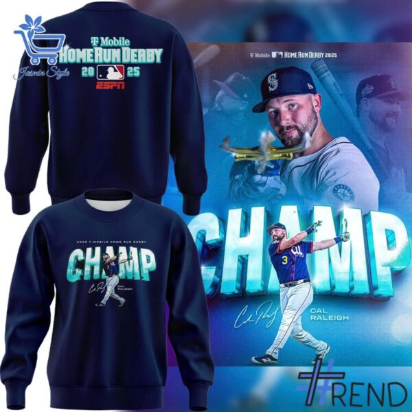 Close-up of the 4 Cal Raleigh Home Run Derby Champ Seattle Mariners Shirt showing detailed design and vibrant colors.