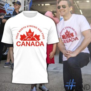 Unisex Canada Day True north strong and free Shirt styled with jeans for a relaxed look