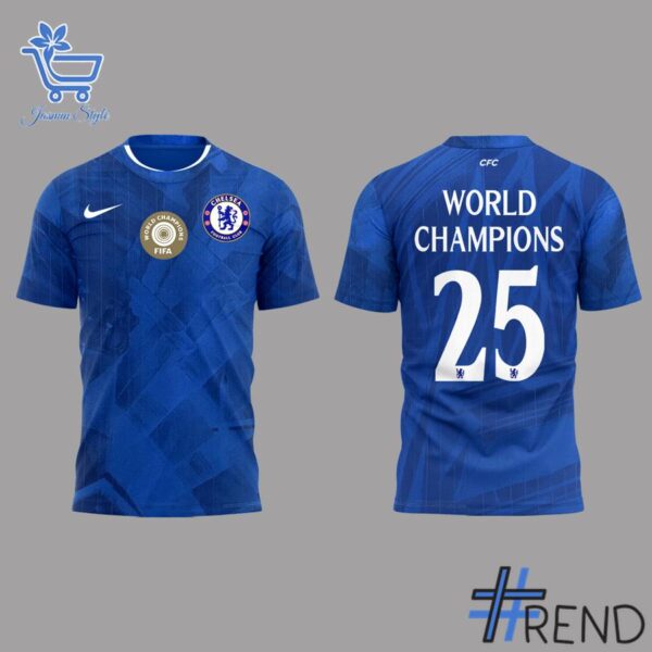 Detailed Chelsea FC Fifa Club World Cup Shirt graphic on quality fabric