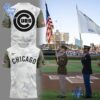 Close-up view of the Chicago Cubs Armed Forces Day Shirt print