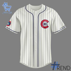 Close-up view of the Chicago Cubs Asian American and Pacific Islander AAPI Baseball Jersey print