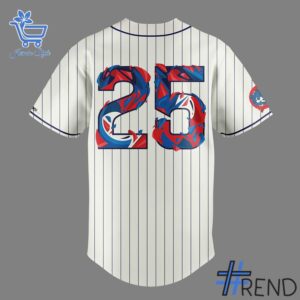 Close-up view of the Chicago Cubs Asian American and Pacific Islander AAPI Baseball Jersey print