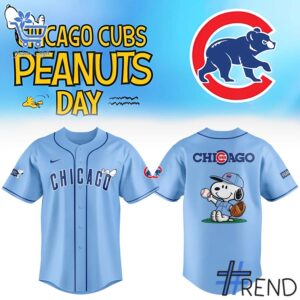 Limited-edition apparel with custom Chicago Cubs Peanuts Snoopy Baseball Jersey print