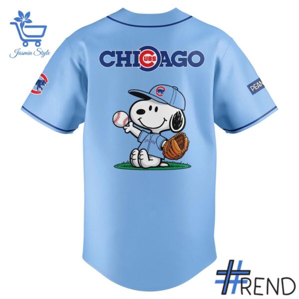 Limited-edition apparel with custom Chicago Cubs Peanuts Snoopy Baseball Jersey print