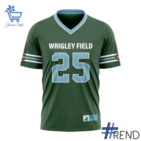 Custom look featuring the signature Chicago Cubs Wrigley Field Football Jersey design
