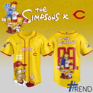 Close-up view of the Cincinnati Reds The Simpsons Baseball Jersey print
