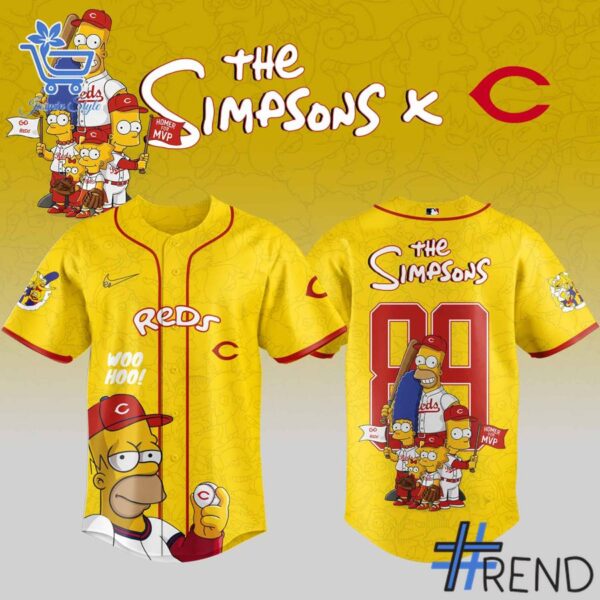 Close-up view of the Cincinnati Reds The Simpsons Baseball Jersey print