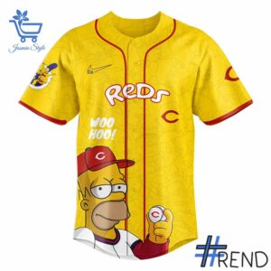 Close-up view of the Cincinnati Reds The Simpsons Baseball Jersey print