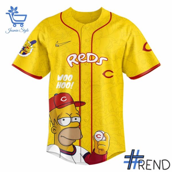Close-up view of the Cincinnati Reds The Simpsons Baseball Jersey print