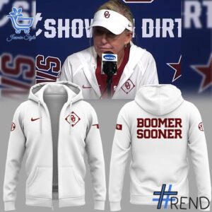 Close-up view of the Coach Patty Gasso Oklahoma Sooners Zip Hoodie print