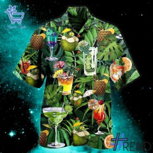 Custom apparel with the bold Cocktail Wine Hawaiian Shirt design