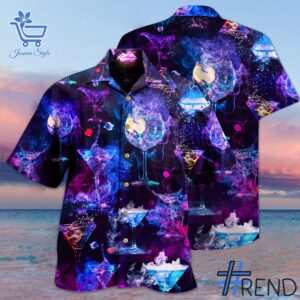 Custom apparel with the bold Cocktail Wine Hawaiian Shirt design