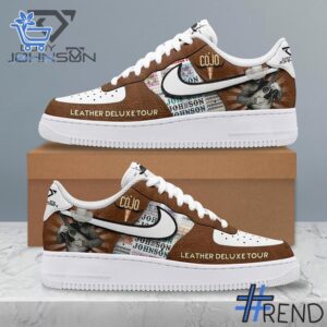 Trendy Cody Johnson Leather Deluxe Tour Nike Air Force featuring bold graphics and modern style