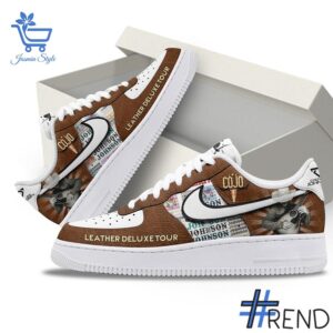 Trendy Cody Johnson Leather Deluxe Tour Nike Air Force featuring bold graphics and modern style