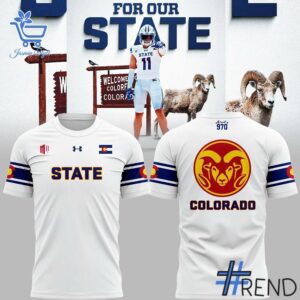 Side view of Colorado State Rams For Our State Uniform Shirt showcasing iconic low-top silhouette.