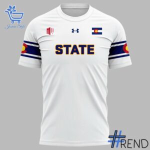 Side view of Colorado State Rams For Our State Uniform Shirt showcasing iconic low-top silhouette.