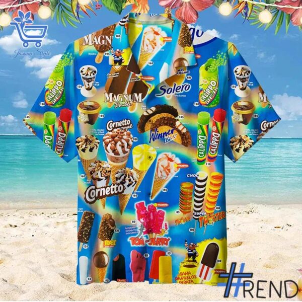 Trendy Cornetto Ice Cream Hawaiian Shirt featuring bold graphics and modern style
