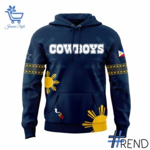 Custom apparel with the bold Dallas Cowboys Filipino Heritage Blue Hoodie design