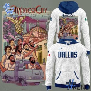 Close-up view of the Dallas Mavericks Mexico City Hoodie print