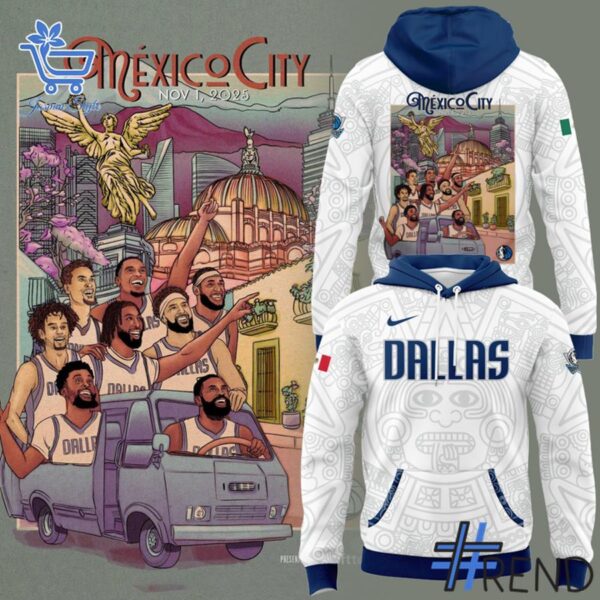 Close-up view of the Dallas Mavericks Mexico City Hoodie print